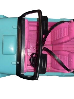 Toy Convertible Car - Aqua Exterior with Hot Pink Interior preloved